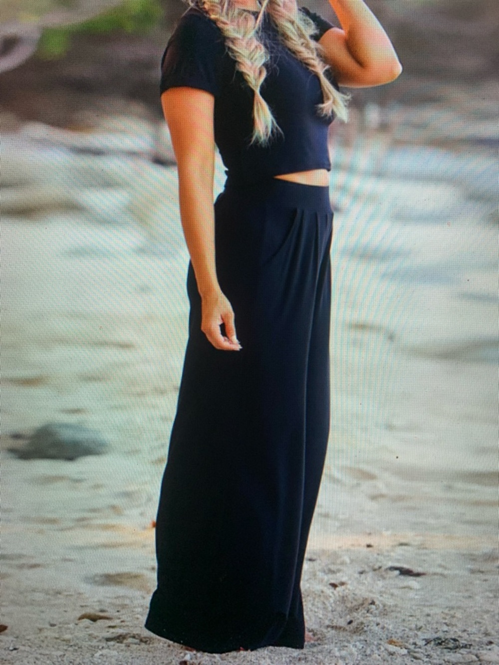 Black Wide-Leg Pants - Versatile Women's Pull-On Trousers - Picture 3 of 5
